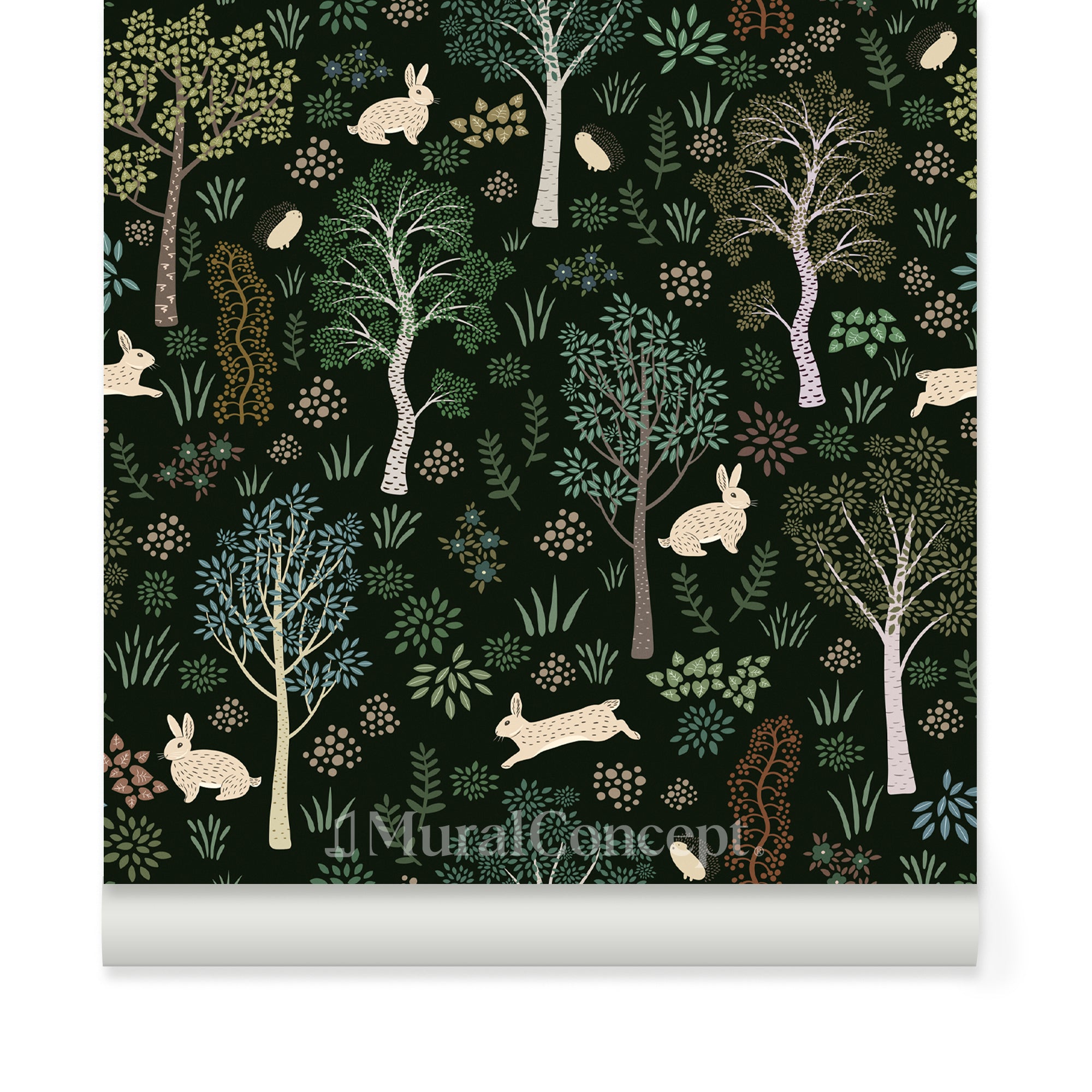 Papier peint forêt et lapins - panoramique français
