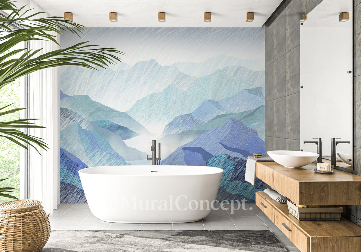 Papel pintado baño Blue Mountain