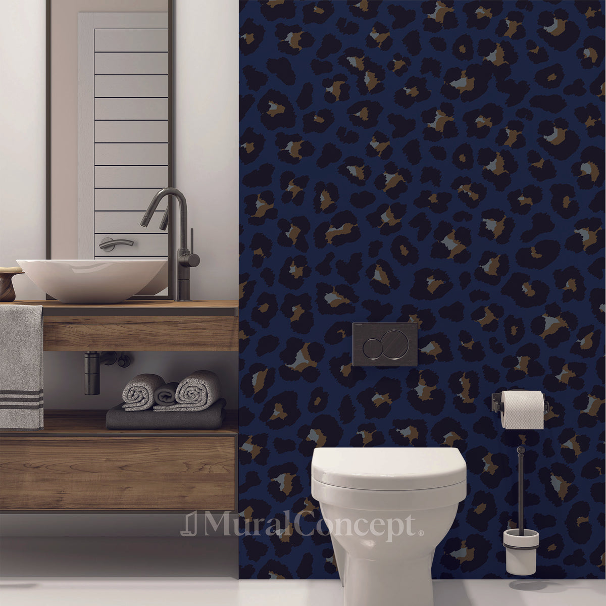 Papel pintado para baño con diseño de leopardo