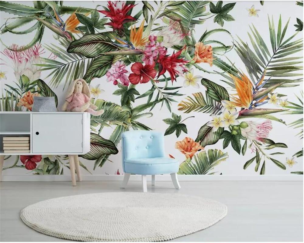 Papier peint tropical & Fleurs colorées - papier peint sur mesure francais - muralconcept
