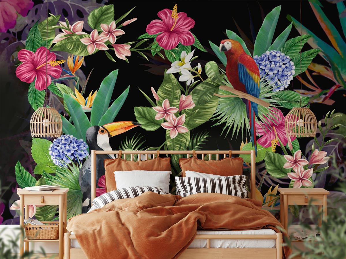 Papier peint Tropical & Toucan - papier peint sur mesure francais - muralconcept