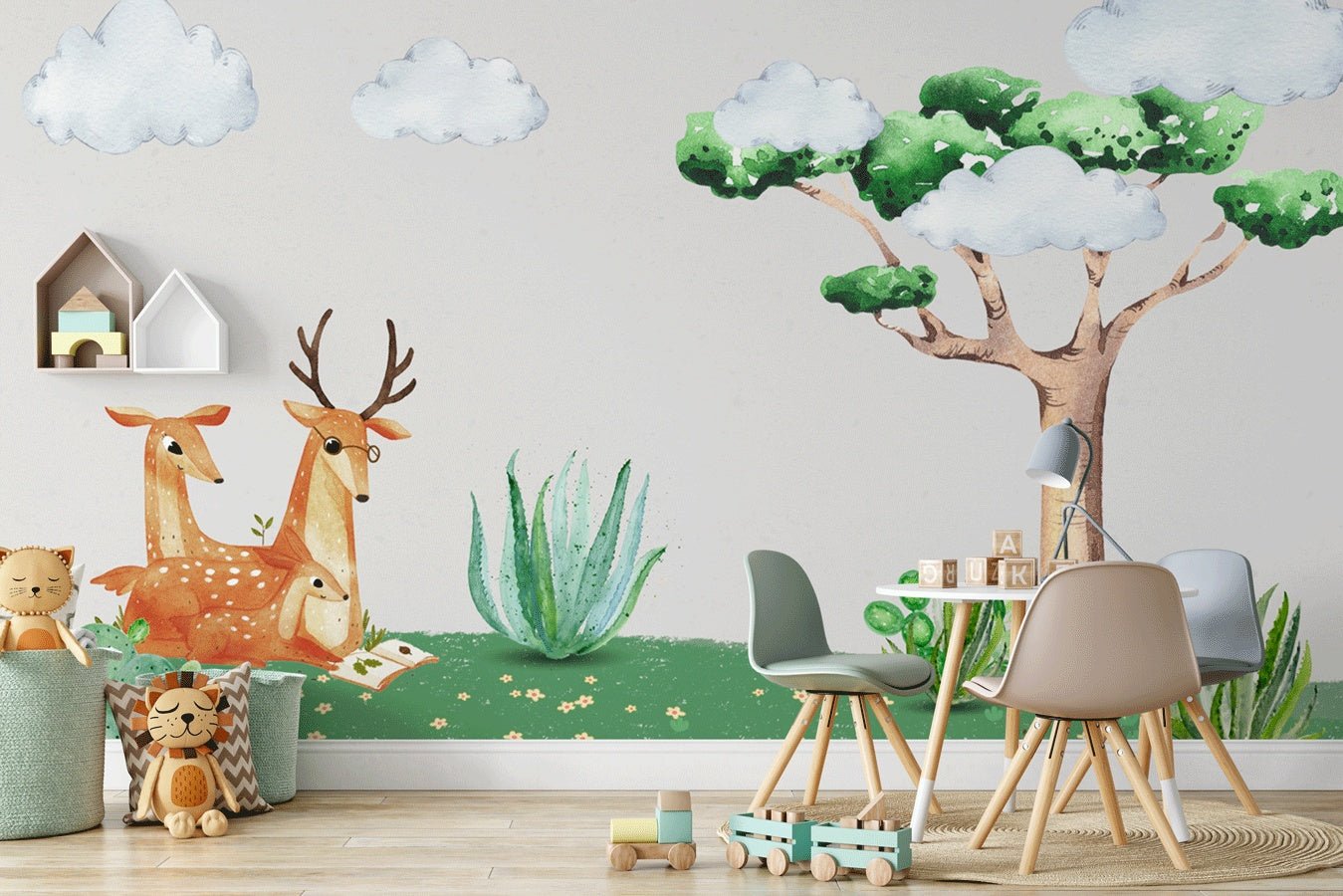 Papier peint végétal & daims - Muralconceptpapier_peint_sur_mesure