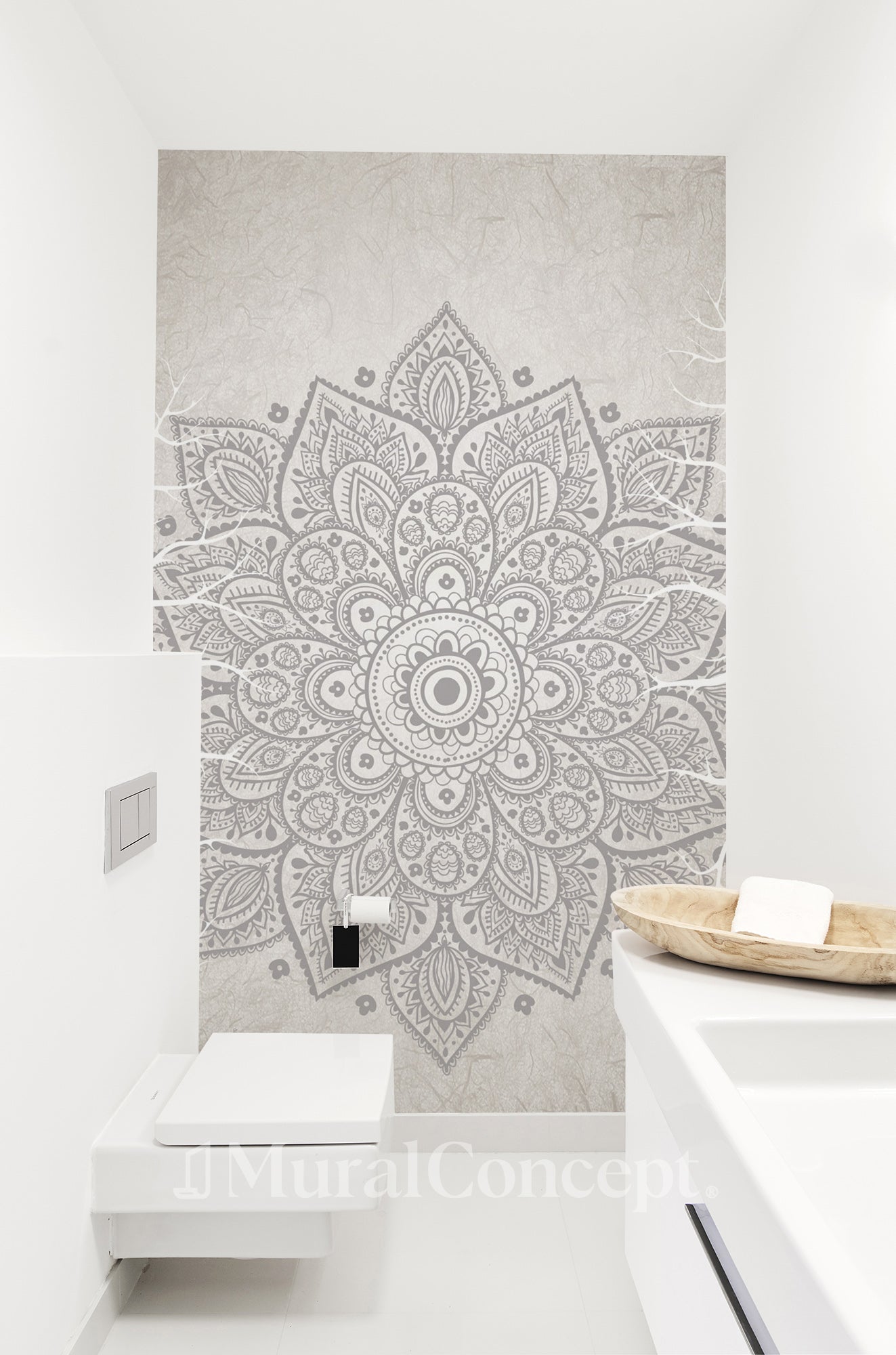 Papier peint wc mandala bohème indien - décor mural sur mesure français