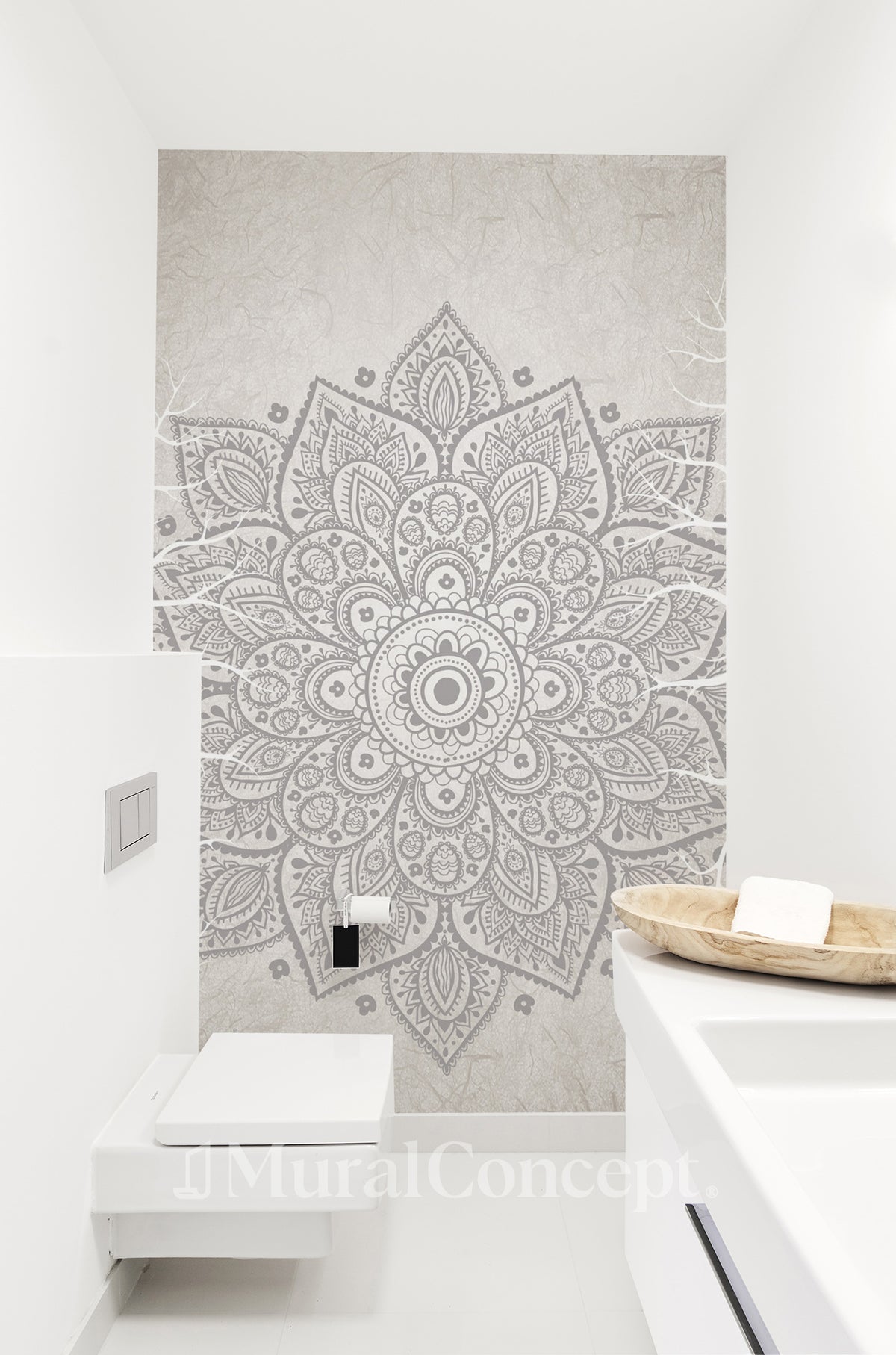 Papel tapiz para baño con mandala bohemio indio