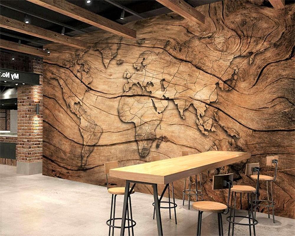 Papier peint Wood & Map - papier peint sur mesure francais - muralconcept
