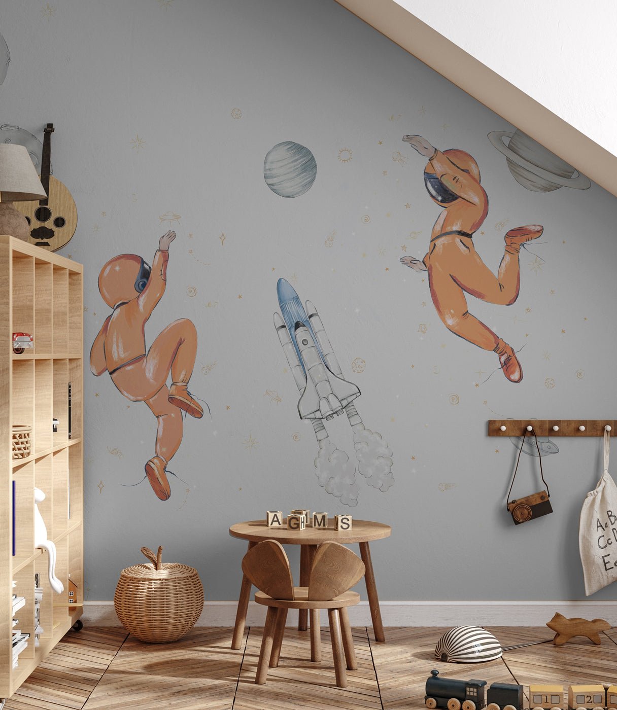 Papier peint astronautes dans l'espace, mural concept, tendance