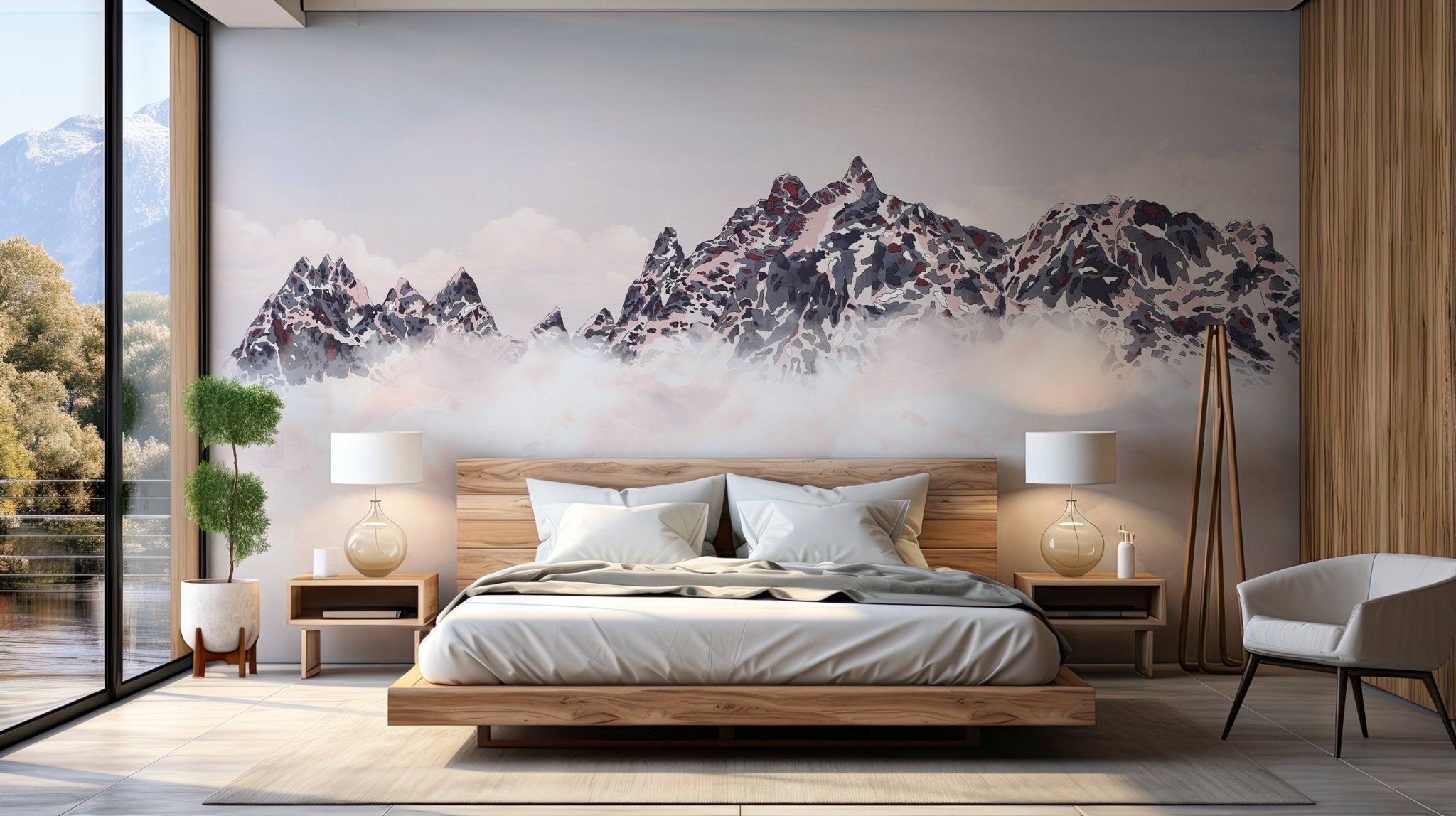 Papier peint coucher de soleil les cimes, mural concept, tendance