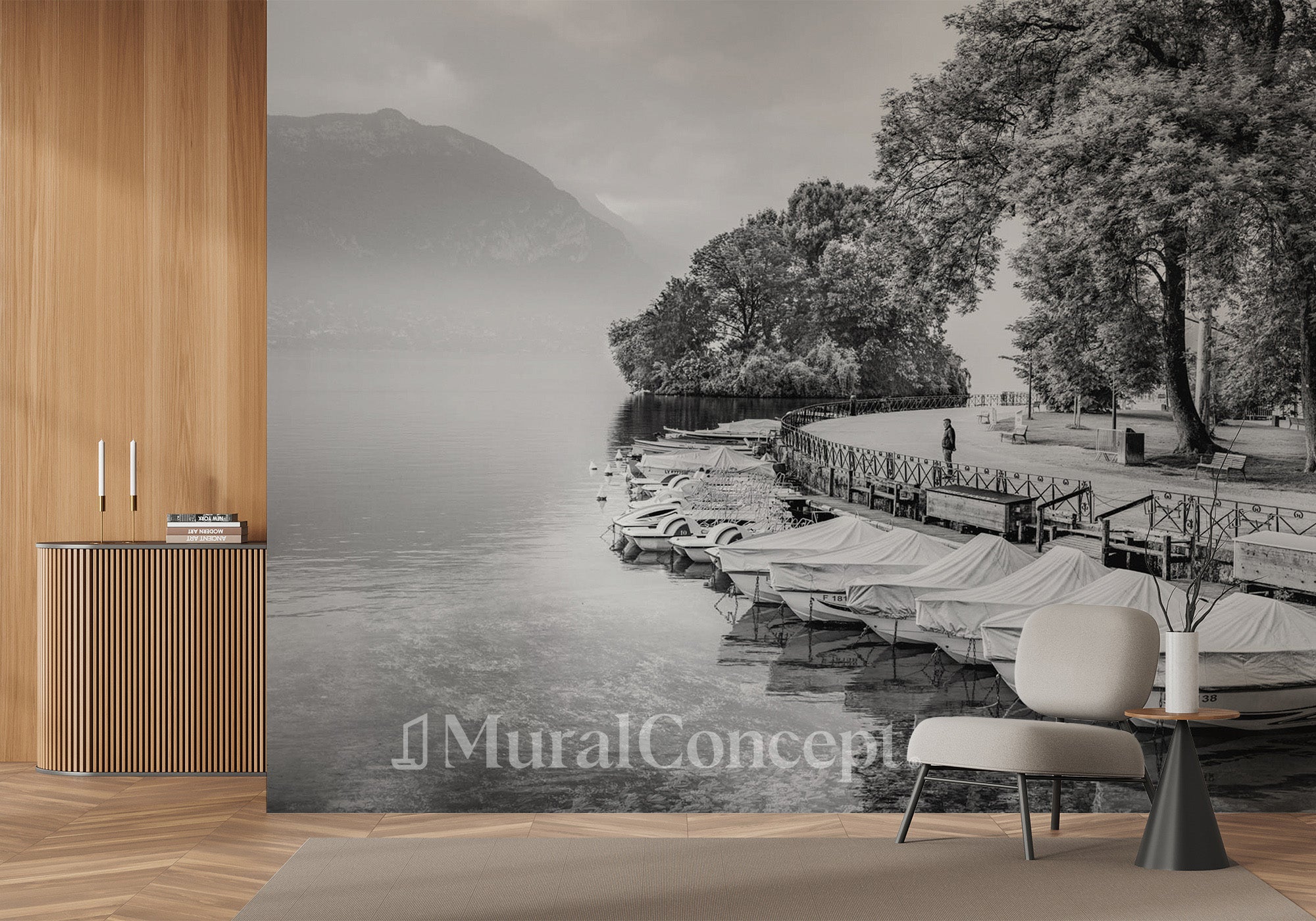 Papier peint panoramique contemplation lac d'Annecy - panoramique français