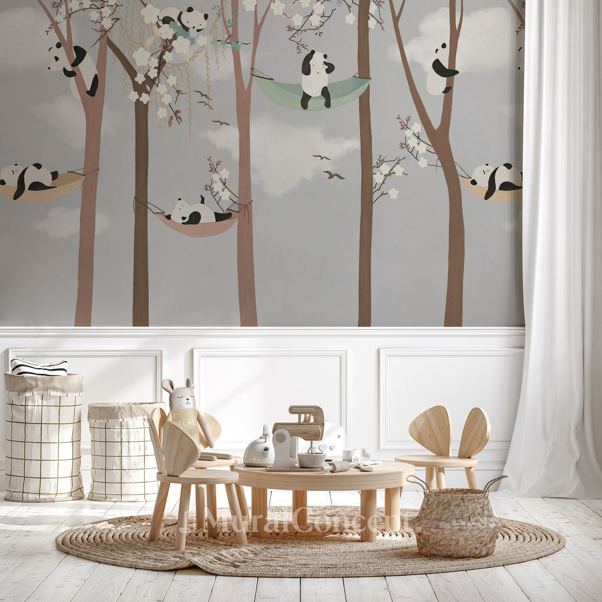 Papel tapiz de la habitación para niños de panda