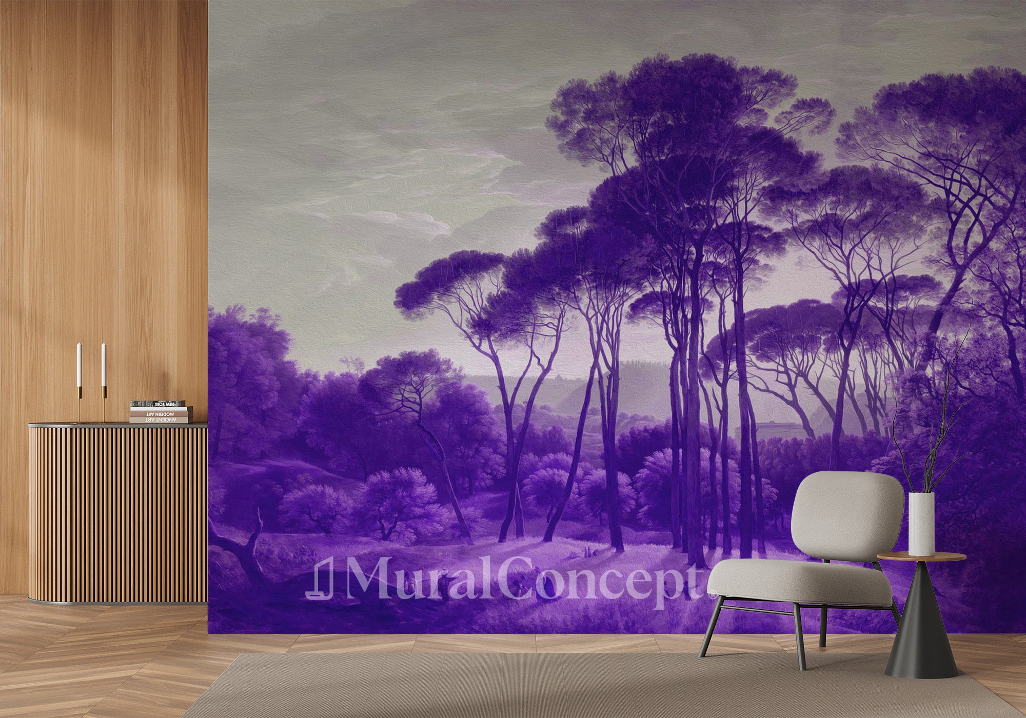 Papier peint paysage historique italien violet - panoramique français